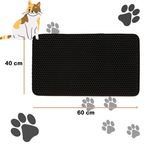Covoras impermeabil pentru litiera pisici, dimensiune 40 x 60 cm, dublu strat, culoare Neagra2