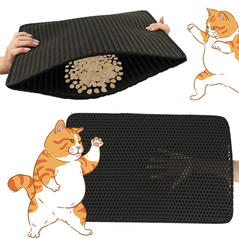Covoras impermeabil pentru litiera pisici, dimensiune 40 x 60 cm, dublu strat, culoare Neagra3