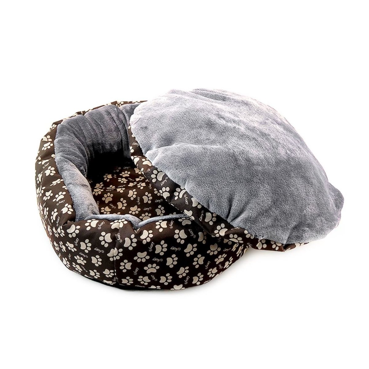 Culcus moale cu perna, pentru caine/pisica, culoare gri, impermeabil, baza antiderapanta, 50 cm - TrendyZ