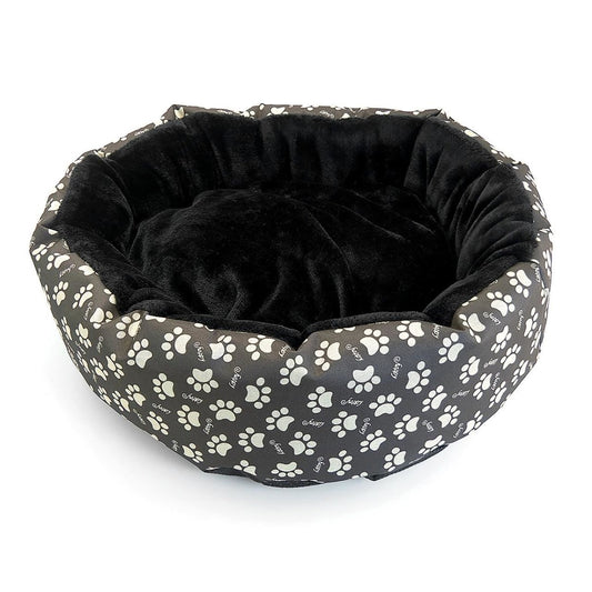 Culcus moale cu perna, pentru caine/pisica, culoare negru, impermeabil, baza antiderapanta, 50 cm - TrendyZ