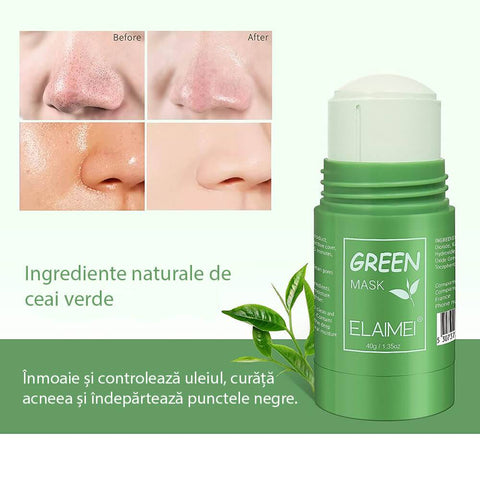 Masca faciala stick cu extract de ceai verde, anti-acnee si puncte negre, 40g - TrendyZ