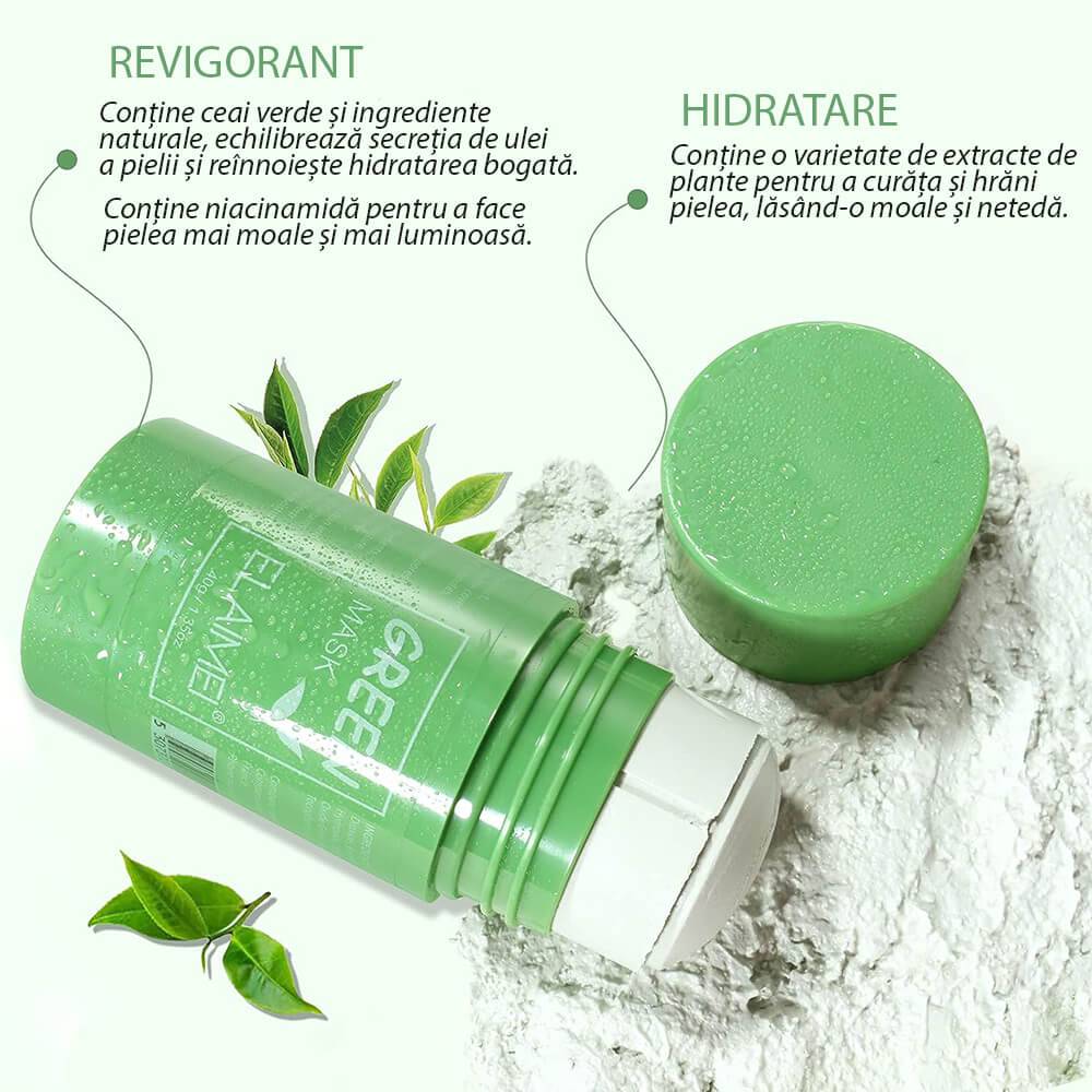 Masca faciala stick cu extract de ceai verde, anti-acnee si puncte negre, 40g - TrendyZ