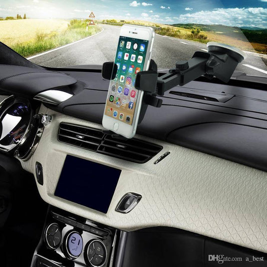 Suport auto pentru telefon, 2nd A1 Telescopic cu Ventuza Negru - TrendyZ