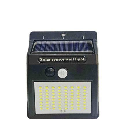 Lampa cu incarcare solara si senzor de miscare pentru exterior, 64 LED cu distanta de inductie, montaj pe perete, fara cabluri, Flippy