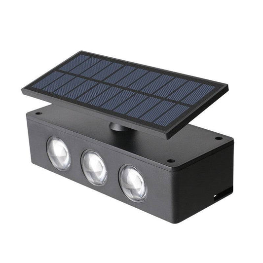 Lampa solara LED bidirectionala Flippy, cu panou ajustabil, comutator culoare lumina, pentru perete, scari, gradina, terasa, 16 x 6.5 cm, 6 LED-uri, material ABS, baterie 3.7 V, 1200mah, multicolor - TrendyZ