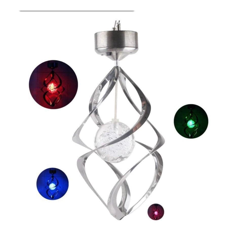 Lampa solara LED RGB spirala pentru gradina/terasa Flippy, se roteste de la vant, 35 x 5.5 cm, rezistenta la apa, 2V, 600 mAh, multicolor - TrendyZ