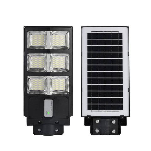 Lampa solara stradala Flippy, cu telecomanda, senzor de miscare si lumina, suport prindere, 135 LED-uri, IP65, ABS, 8AH, 100W, temperatura culoare 6500K, 48.5x22x6.8 cm, autonomie 10-12 ore, negru - TrendyZ