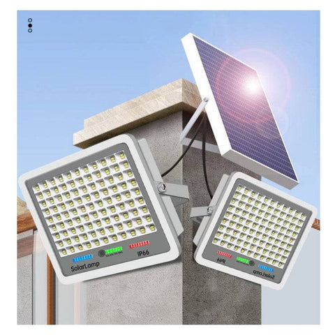 Proiector LED cu Panou Solar Flippy, Senzor de lumina, Waterproof, 140 LED-uri incorporate, 65W, 19.5x17 cm, 3000 mAh, IP67, Design Modern, Negru - TrendyZ