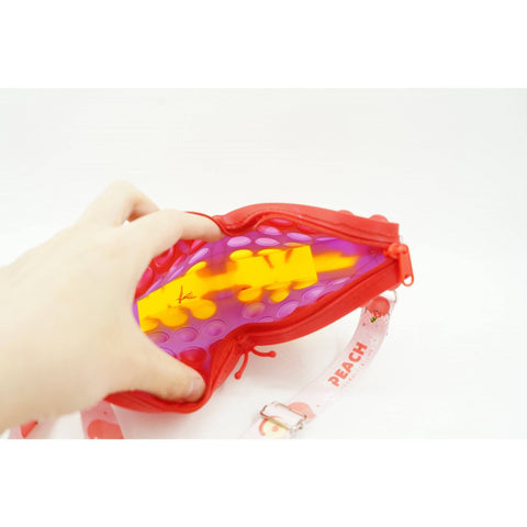 Jucarie antistres din silicon, Flippy, Pop It Now and Flip It, Geanta de umar, Fluture, Galben/Mov - TrendyZ
