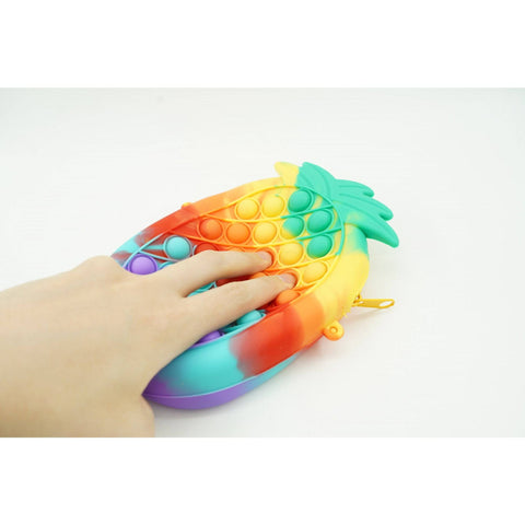 Jucarie antistres din silicon, Flippy, Pop It Now and Flip It, Geanta mica, Ananas, Multicolor, Model 1 - TrendyZ
