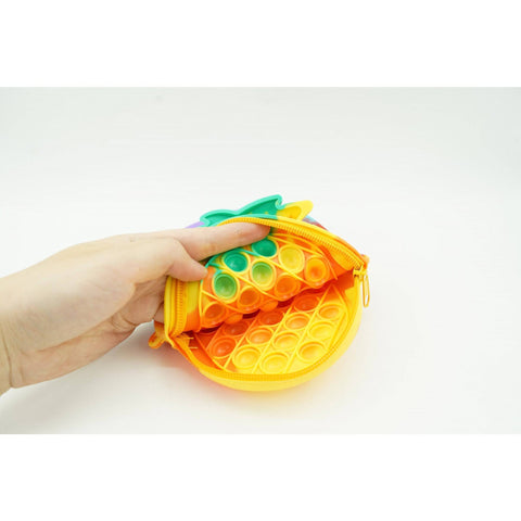 Jucarie antistres din silicon, Flippy, Pop It Now and Flip It, Geanta mica, Ananas, Multicolor, Model 1 - TrendyZ