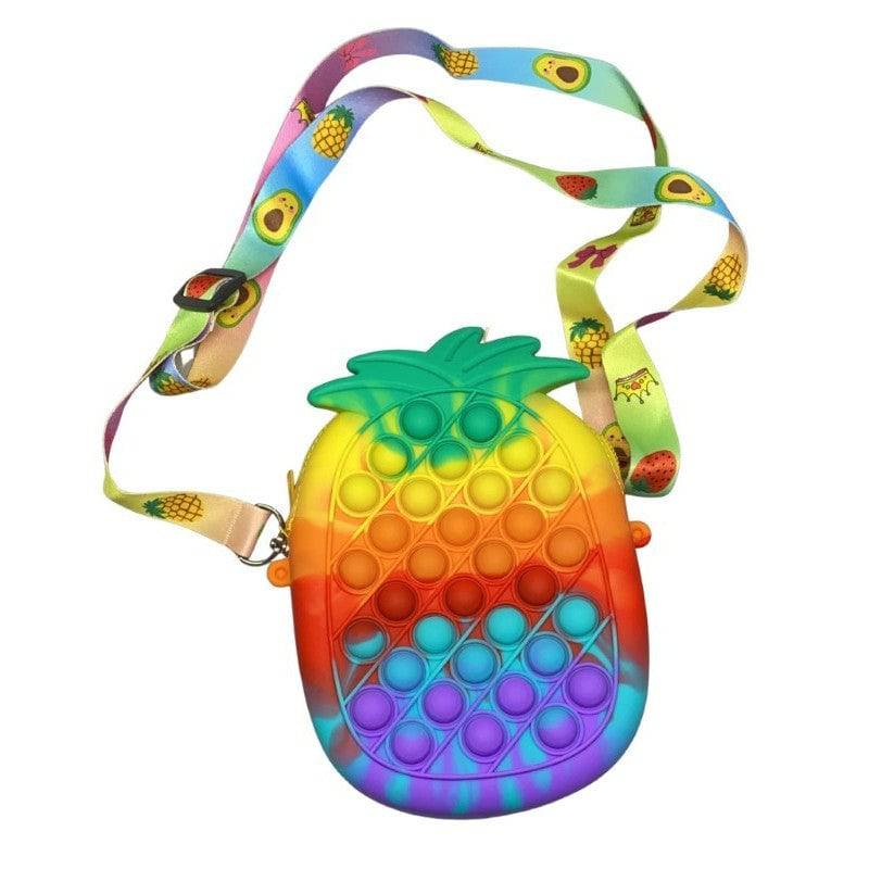 Jucarie antistres din silicon, Flippy, Pop It Now and Flip It, Geanta mica, Ananas, Multicolor, Model 1 - TrendyZ