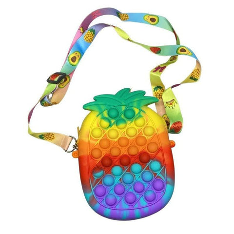 Jucarie antistres din silicon, Flippy, Pop It Now and Flip It, Geanta mica, Ananas, Multicolor, Model 1 - TrendyZ