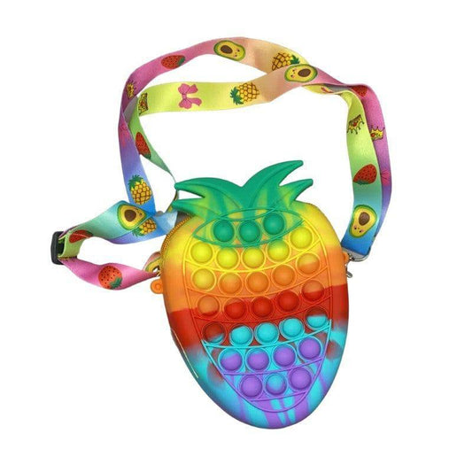 Jucarie antistres din silicon, Flippy, Pop It Now and Flip It, Geanta mica, Ananas, Multicolor, Model 2