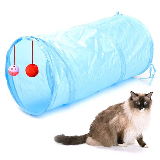 Jucarie pentru pisica de tip Tunel, lungime 50 cm, culoare albastru - TrendyZ