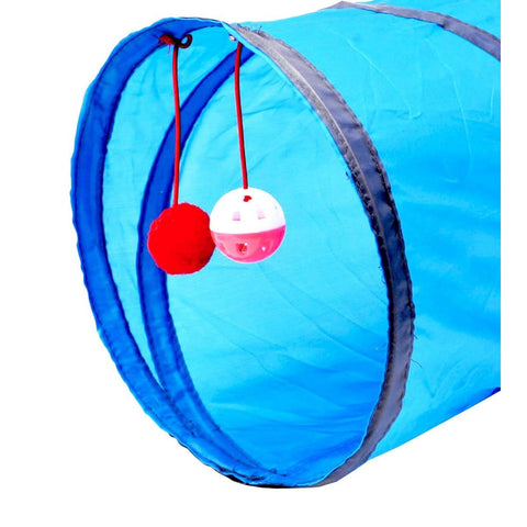 Jucarie pentru pisica de tip Tunel, lungime 50 cm, culoare albastru - TrendyZ