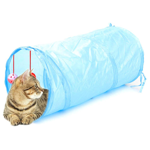 Jucarie pentru pisica de tip Tunel, lungime 50 cm, culoare albastru - TrendyZ