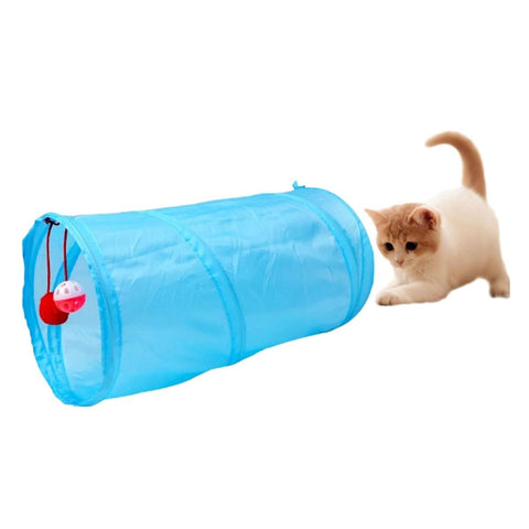Jucarie pentru pisica de tip Tunel, lungime 50 cm, culoare albastru - TrendyZ