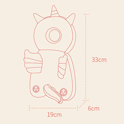 Perna tip Rucsac pentru Protectia Capului, Flippy, Tetiera tip Unicorn, pentru Bebelusi, 33x6x19 cm, 180 g, Albastru